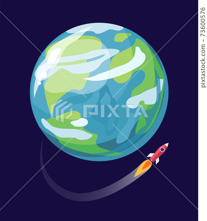 Earth and Spaceship Poster Vector Illustration 73600576
