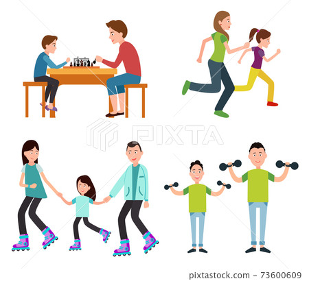 Set of Family Pictures Color Vector Illustration Set of Family Pictures Color Vector Illustration 73600609