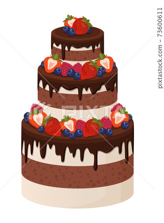 Three-Tier Cake with Chocolate and Cream Layers Three-Tier Cake with Chocolate and Cream Layers 73600611