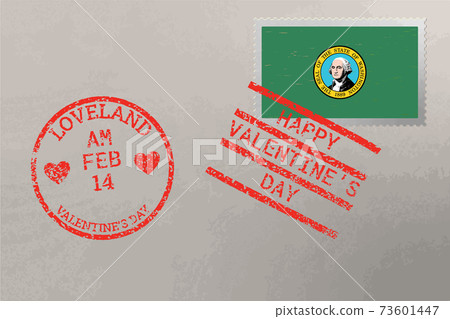 Postage stamp envelope with Washington US flag... - Stock Illustration ...