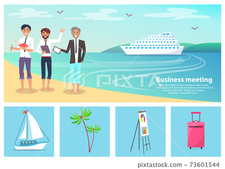 Business Meeting Men and Beach Vector Illustration 73601544