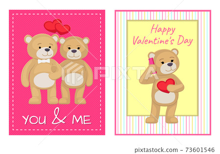 I Love You and Me Teddy Bears Vector 73601546