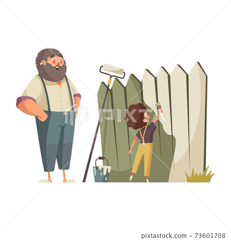 Flat Grandpa Illustration Flat Grandpa Illustration 73601708