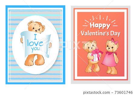 I Love You and Me Teddy Bears Vector 73601746