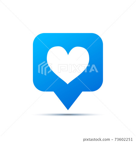 Bright blue trendy icon for social network. Heart like piktogram on white Bright blue trendy icon for social network. Heart like piktogram on white 73602251
