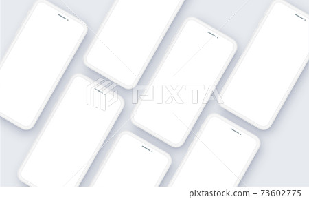 Realistic Mobile Phone Neomorphism Template Mockup Vector in Perspective 73602775