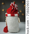 handmade toy, polymer clay, spirit of Christmas, red white knitted hat and scarf 73602903