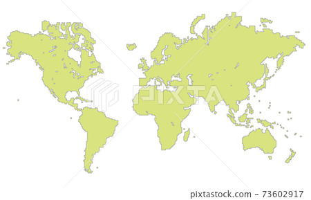 Illustration of a world map composed of square cube dots Europe United Kingdom Center Standard World Map White background 73602917