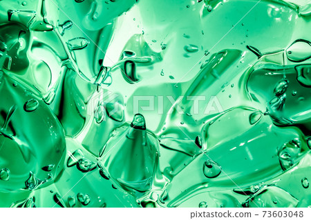 Liquid cream gel, green blue cosmetic texture with bubbles 73603048