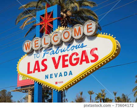 Sunny view of the Welcome to Fabulous Las Vegas Sign Sunny view of the Welcome to Fabulous Las Vegas Sign 73604172