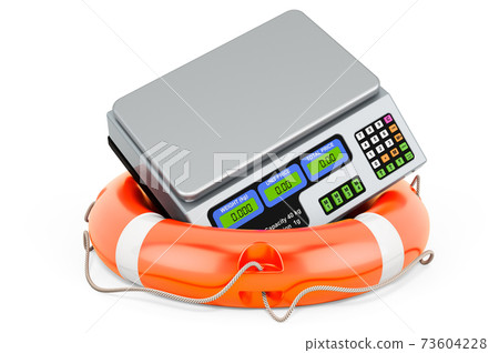Repair and service of price computing scale, 3D rendering 73604228