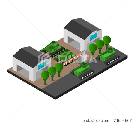 Isometric military barracks 73604667