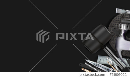 Decorative corner dark composition on the theme of locksmith skill, craft hand metal processing tool Decorative corner dark composition on the theme of locksmith skill, craft hand metal processing tool 73606021