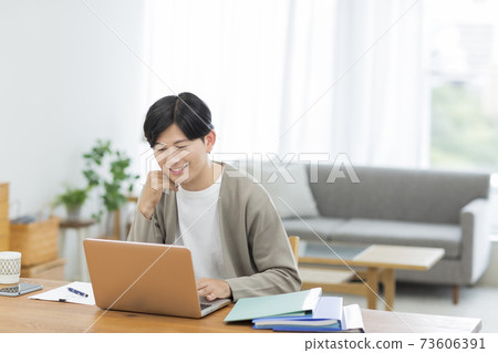 Men working from home Remote work 73606391