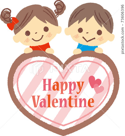情人節男孩和女孩插圖 73606396