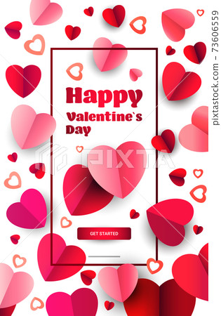valentines day celebration love banner flyer or greeting card with hearts vertical 73606559