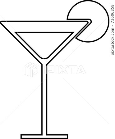 Glass of martini on a white background. Vector black and white illustration. Glass of martini on a white background. Vector black and white illustration. 73606859