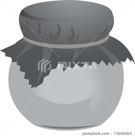 Clay honey jar. Grayscale image of food. 73606863