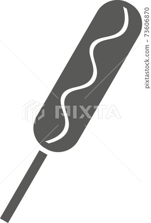 Sausage on a stick isolated on a white background. 73606870