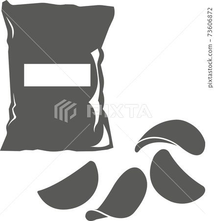 Pack of chips isolated on white background. Vector black and white illustration. Pack of chips isolated on white background. Vector black and white illustration. 73606872