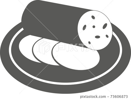 Sausage on a plate on a white background. Sausage on a plate on a white background. 73606873