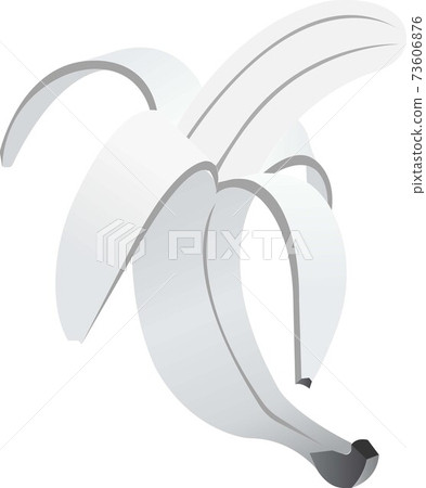 Half peeled banana. Grayscale image of food. Half peeled banana. Grayscale image of food. 73606876