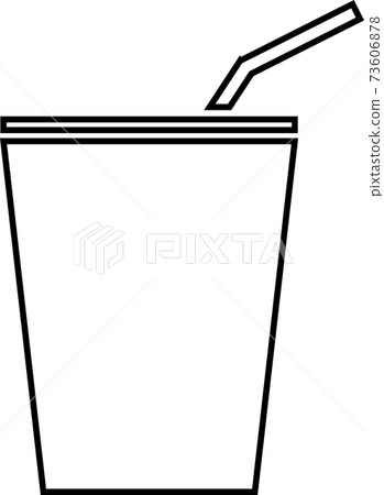 Cola glass with straw contour isolated on white background. Cola glass with straw contour isolated on white background. 73606878
