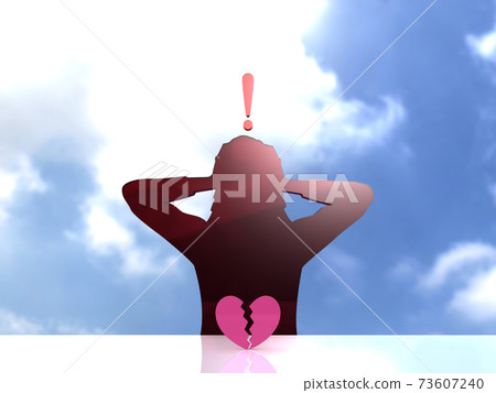 Next to the silhouette of a woman who is surprised to have a divorce or a broken heart Next to the silhouette of a woman who is surprised to have a divorce or a broken heart 73607240