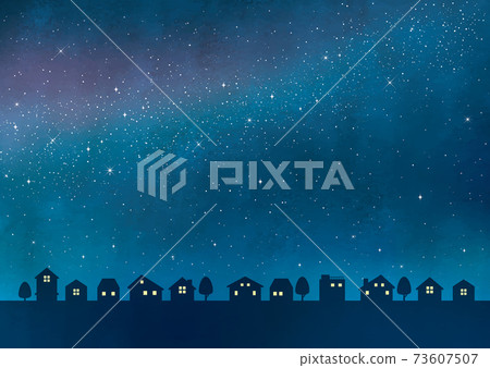 Watercolor milky way and house Watercolor milky way and house 73607507