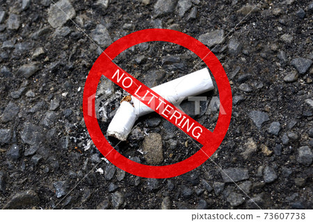 Poi投擲禁止圖像煙頭和禁止標記 73607738