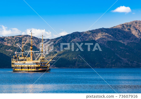 觀賞蘆之湖冬季風景的觀光船 73607916