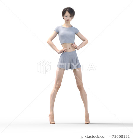 Slender room wear woman perming3DCG illustration material Slender room wear woman perming3DCG illustration material 73608131