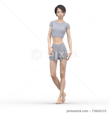 苗條的房間穿女人perming3DCG插圖素材 苗條的房間穿女人perming3DCG插圖素材 73608135