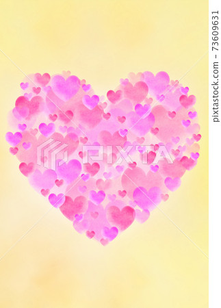 Heart image material Heart made of large, medium and small red & pink watercolor hearts Vertical background is orange Other colors are available Heart image material Heart made of large, medium and small red & pink watercolor hearts Vertical background is orange Other colors are available 73609631