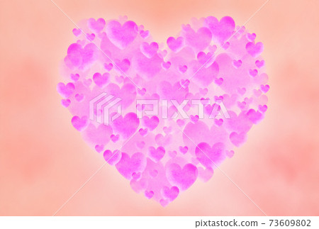 情人節圖像水彩材料心形與大，中，小粉紅色的心水平背景是紅色橙色其他顏色 73609802