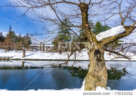 山形縣米澤市冬季米澤城堡遺址(上杉神社)的護城河 山形縣米澤市冬季米澤城堡遺址(上杉神社)的護城河 73610282
