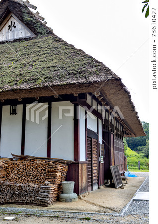 Thatched-roof farmhouse preserved in Arimafuji Park in Sanda City, Hyogo Prefecture 73610422