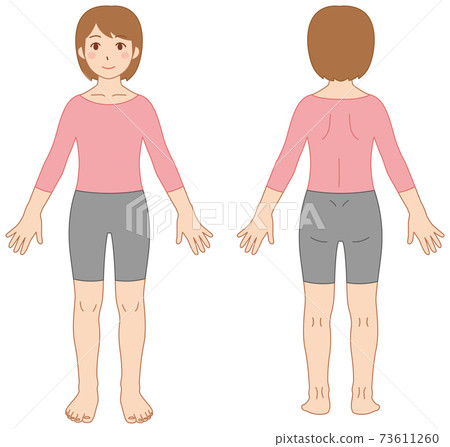 女性全身前後 插圖素材 圖庫