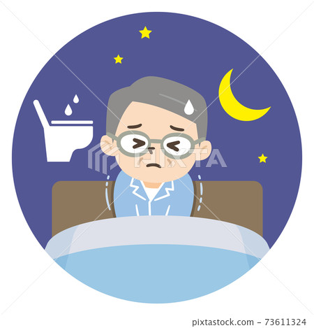 由於夜間尿頻導致睡眠不足的老人 73611324