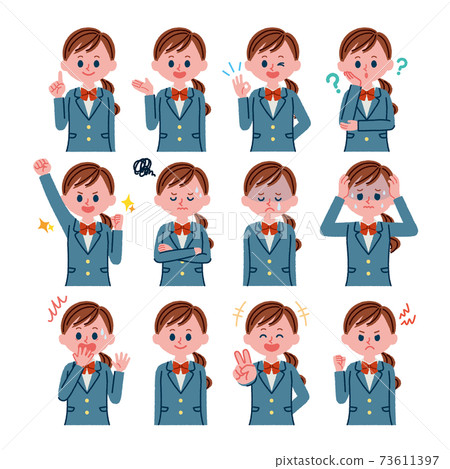 High school girl illustration material set 73611397