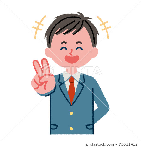 Illustration material of high school boys doing peace Illustration material of high school boys doing peace 73611412