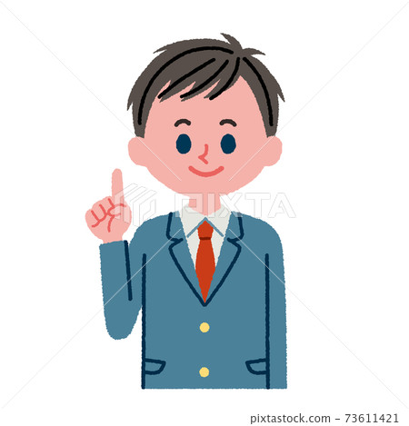 Illustration material of high school boy pointing finger Illustration material of high school boy pointing finger 73611421