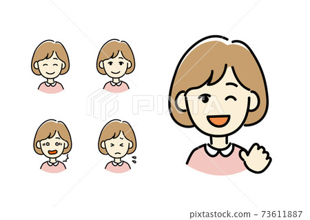 Simple illustration of women Emotions and sorrows set 73611887