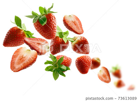 Strawberry berry levitating on a white background 73613089