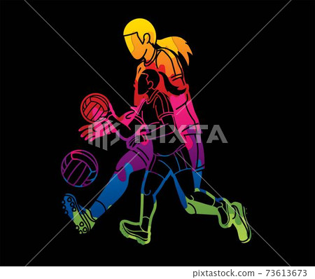 Group of Gaelic Football Women Players Action Cartoon Graphic Vector Group of Gaelic Football Women Players Action Cartoon Graphic Vector 73613673
