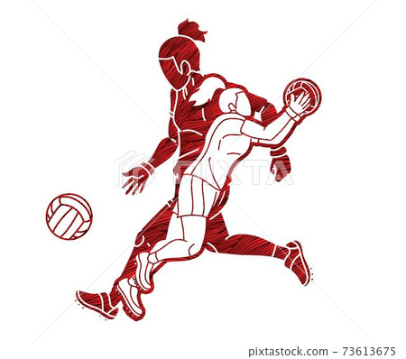 Group of Gaelic Football Women Players Action Cartoon Graphic Vector 73613675