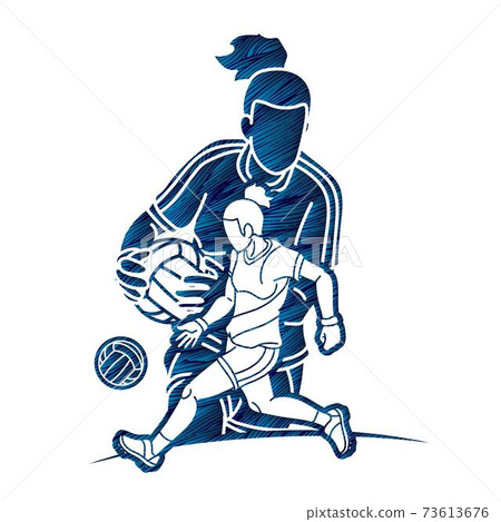 Group of Gaelic Football Women Players Action Cartoon Graphic Vector Group of Gaelic Football Women Players Action Cartoon Graphic Vector 73613676