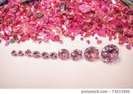 pink sapphires diamonds in different size on white ground pink sapphires diamonds in different size on white ground 73613886