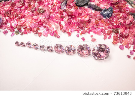 pink sapphires diamonds in different size on white ground pink sapphires diamonds in different size on white ground 73613943