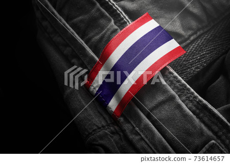 Tag on dark clothing in the form of the flag of the Thailand Tag on dark clothing in the form of the flag of the Thailand 73614657